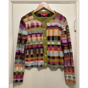 THE ELDER STATESMAN Block Rib Crew Cardigan Size Small 💕